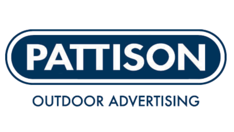 The Pattison Outdoor Advertising sign in navy.