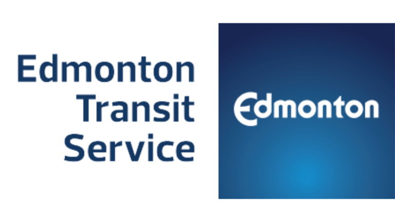 New Edmonton Transit Service logo in blue.