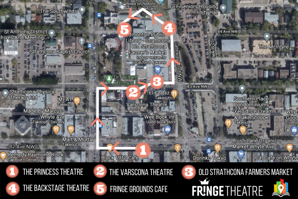 A map of the Fringe walking tour route.